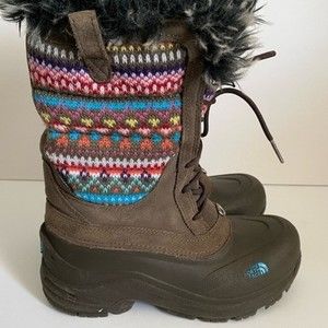 The North Face Shellista Girls faux fur‎ lined multicolor heat seeker boot Sz 4